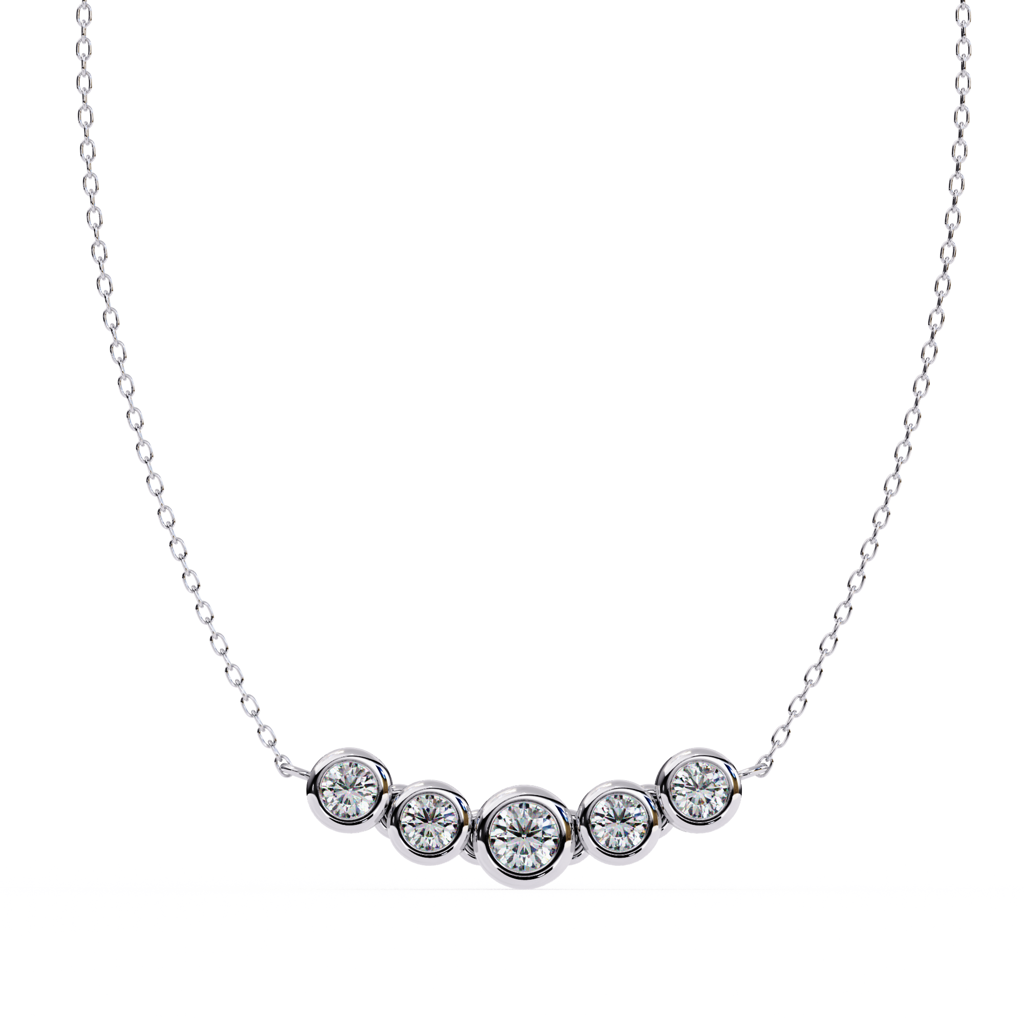 Solitairekart 0.26ct Bezel-Set Natural Diamond Bar Necklace-HI Color, VS-SI Clarity